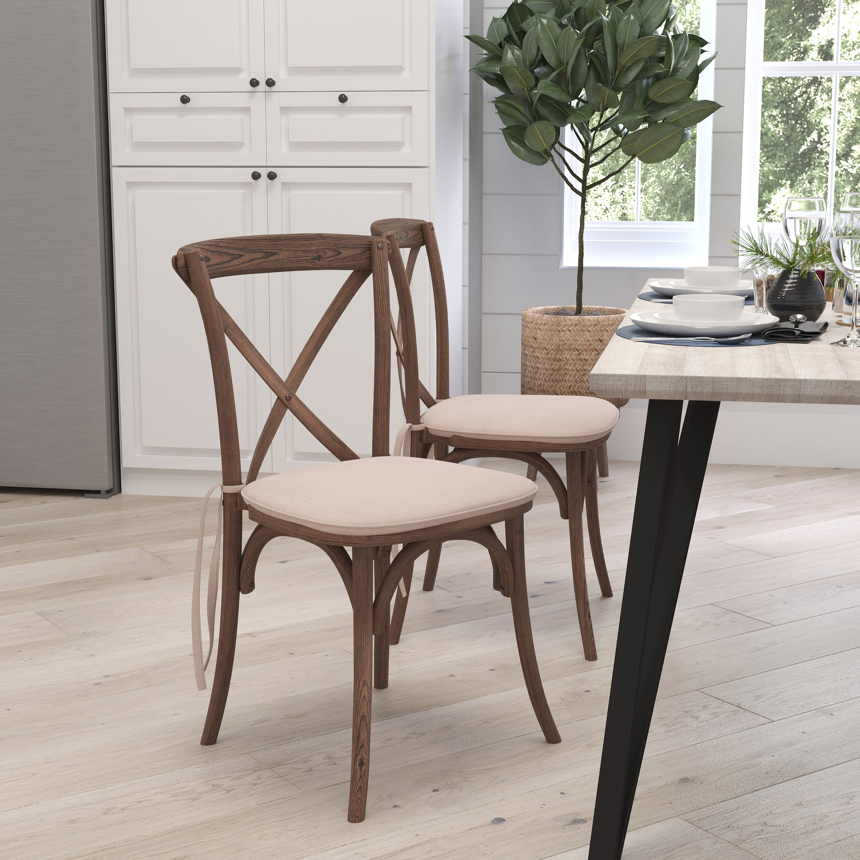 Cross back dining chairs hot sale
