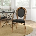 thumbnail image 1 of Merrick Lane Stacking Thonet French Bistro Style Chair with Arms, Black Textilene Seat, and Bamboo Finished Metal Frame for Indoor/Outdoor Use, 1 of 14