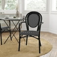 thumbnail image 1 of Merrick Lane Stacking Thonet French Bistro Style Chair with Arms, Black & White PE Rattan Seat, and Black Metal Frame for Indoor/Outdoor Use, 1 of 13