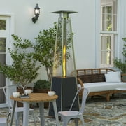 Merrick Lane Stainless Steel Pyramid Shape Portable Outdoor Patio Heater - 7.5 Feet Tall in Slate Gray