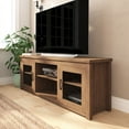 thumbnail image 1 of Merrick Lane Traditional Full Glass Door 65" TV Stand for up to 80" TVs; Walnut Finish, 1 of 12