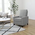 thumbnail image 1 of Merrick Lane Transitional Pushback Recliner with Pillow Style Back and Accent Nail Trim - Manual Recliner in Light Gray Fabric Upholstery, 1 of 15