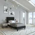 thumbnail image 1 of Merrick Lane Twin Size Platform Bed Tufted Upholstered Platform Bed in Black Fabric, 1 of 8