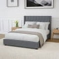 thumbnail image 1 of Merrick Lane Upholstered Full Size Platform Bed in Dark Gray Fabric with Button Tufted Headboard, 1 of 10