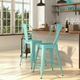 thumbnail image 1 of Merrick Lane Vertical Slat Back Counter Stool, Mint Green, 1 of 11