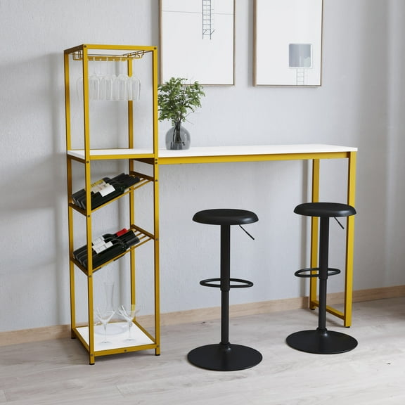 Merrick Lane Waterproof/Storage Pub Table, Gold