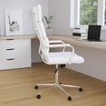 thumbnail image 1 of Merrick Lane White High Panel-Back Ergonomic Office Chair with Padded Chrome Arms Executive Faux Leather Swivel Computer Desk Chair, 1 of 15