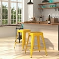 thumbnail image 1 of Merrick Lane Yellow 24" High Backless Metal Counter Height Stool with Square Seat for Indoor-Outdoor Use, 1 of 11