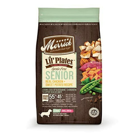 Merrick Lil' Plates Grain Free Small Breed Dry Dog Food Senior Real Chicken + Sweet Potato Recipe - 4.0 lb Bag