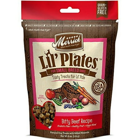 Merrick Lil Plates Small Breed All Natural Grain Free Dog Treats, 5 oz Pouch Bitty Beef