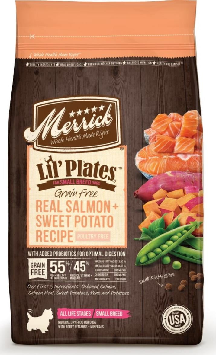 Merrick Lil Plates Small Breed Dog Food Grain Free Real Salmon and Sweet Potato Recipe Small Dog Food 4 lb Walmart