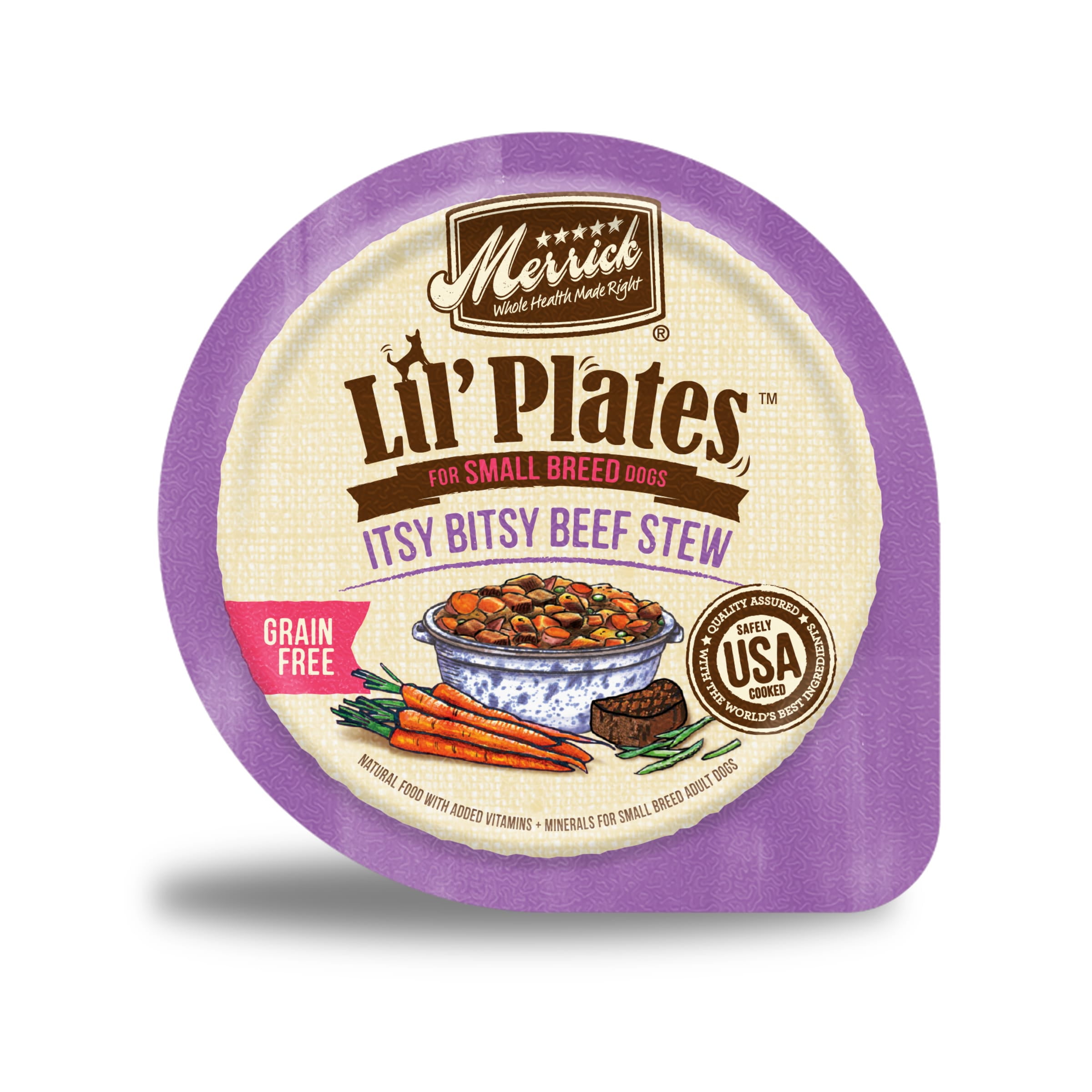 Merrick Lil' Plates Small Wet Dog Food, Grain Free Beef Stew in Gravy, 3.5 oz Tubs (12 Pack)
