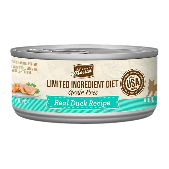 Merrick Limited Ingredient Diet, Duck, Wet Cat Food, 5 oz Cans, 24 Pack