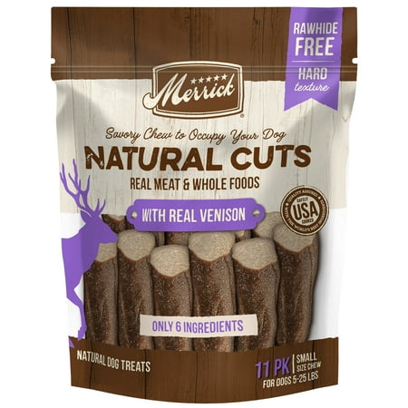 Merrick Natural Cuts Small Dog Treats with Real Venison, Rawhide Free, 8.4 oz Pouch (11 Count)