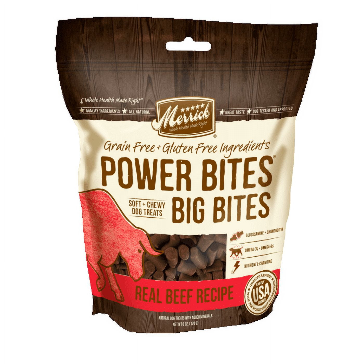 Merrick Power Bites Big Bites Real Beef Dog Treats