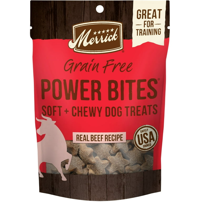 Merrick Power Bites Real Chicken Recipe Grain-Free Soft & Chewy Dog Treats Merrick Power Bites Real Chicken Recipe Grain-Free Soft & Chewy Dog Treats