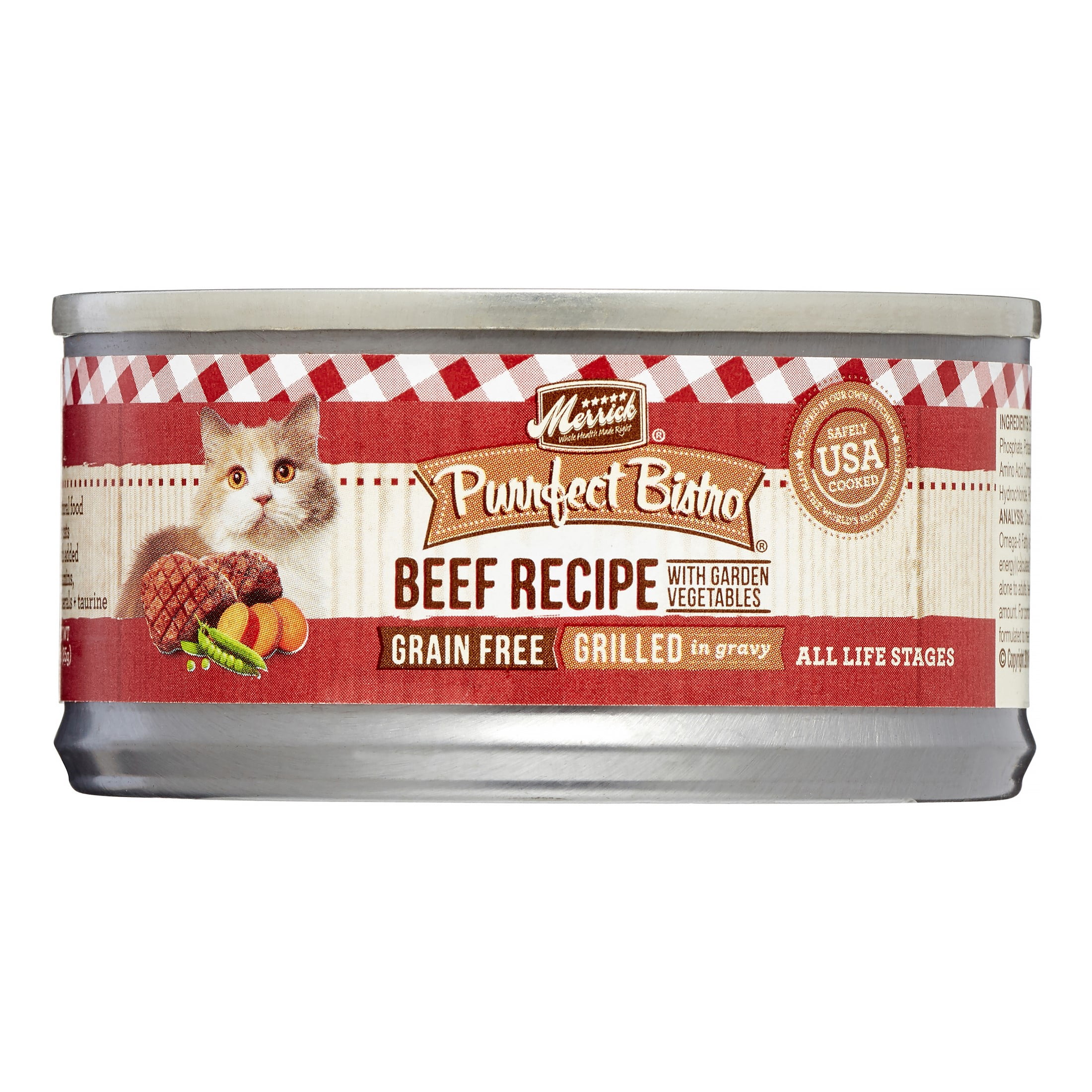 Merrick Purrfect Bistro GrainFree Grilled Beef and Vegetables Recipe Cat Dog Food, 3 Oz, 24 Ct