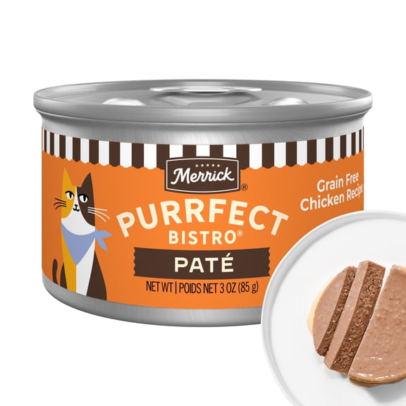 Merrick Purrfect BistroGrain FreeChickenRecipe AdultPateWet Cat Food, 3 oz, 24 Pack