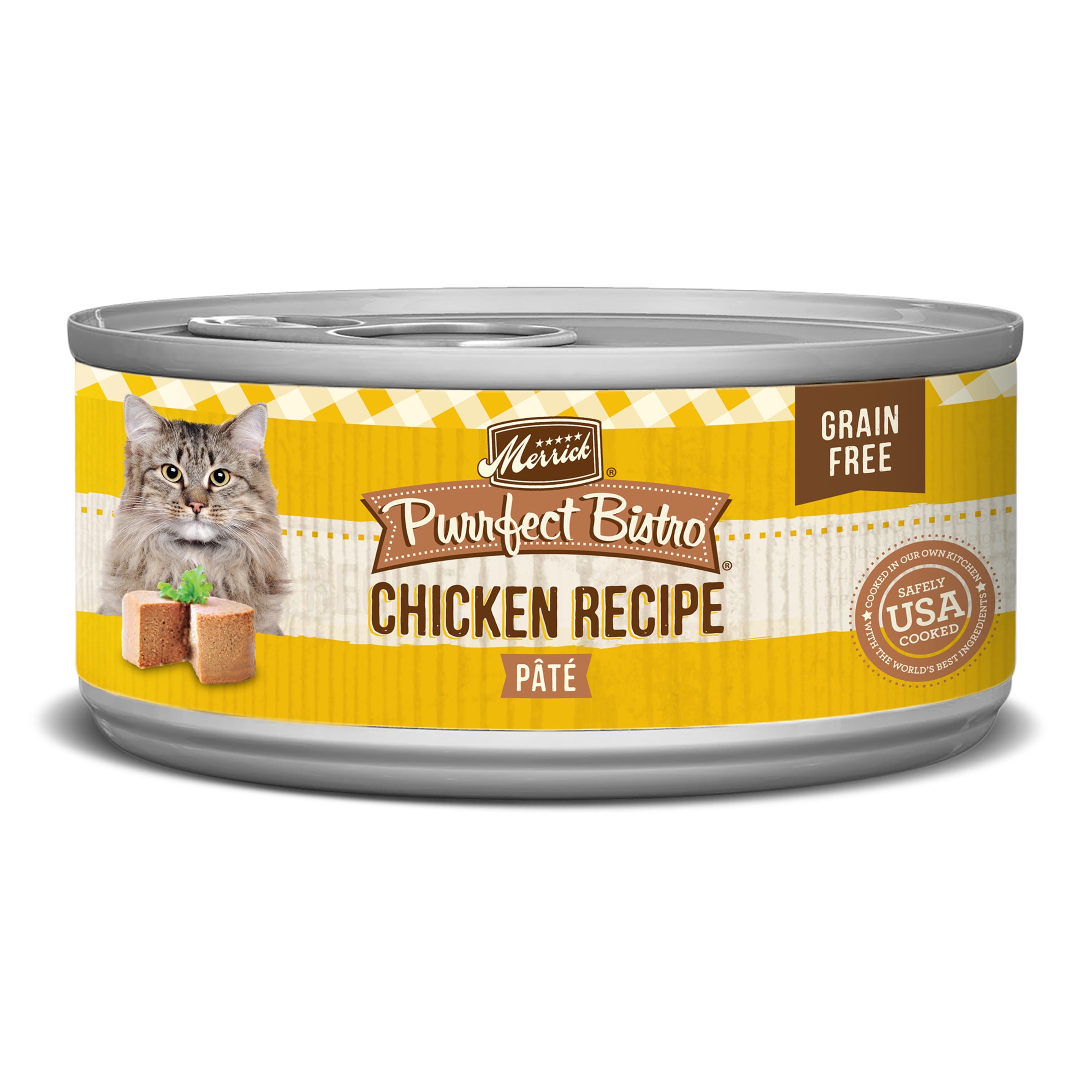 Merrick Purrfect Bistro Grain Free Chicken Recipe Adult Pate Wet Cat Food, 3 oz.