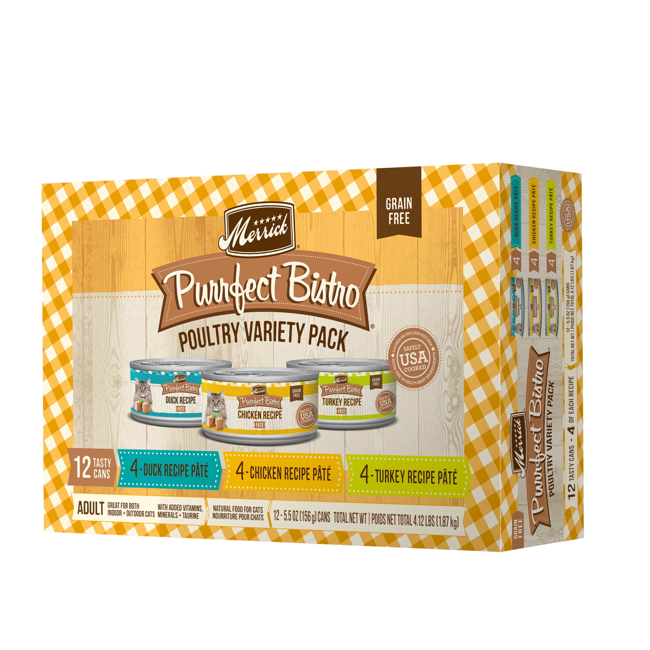 Merrick Purrfect Bistro Poultry Recipes Variety Pack Grain-Free Wet Cat Food