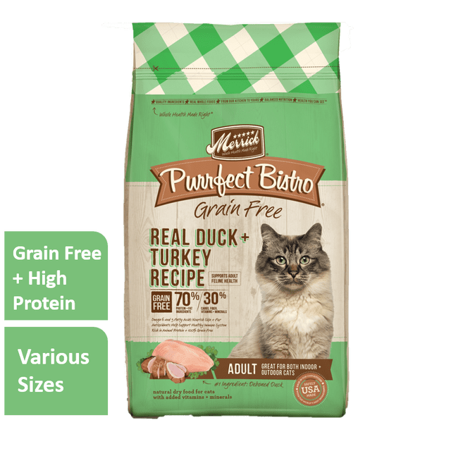Merrick Purrfect Bistro GrainFree Real Duck + Turkey Dry Cat Food, 7 lb