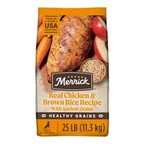 Merrick Real Chicken & Brown Rice Dry Dog Food, Whole Grain, 25 lb Bag