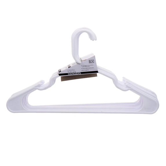 Merrick Tubular Hanger, Plastic, White Pack of 10