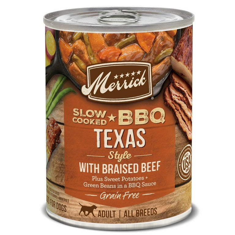 Merrick Grain-Free Wet Dog Food Slow-Cooked BBQ Texas Style with Braised Beef Merrick Grain-Free Wet Dog Food Slow-Cooked BBQ Texas Style with Braised Beef