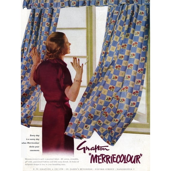 Merriecolour Curtains Advertisement, 1950S Print By Mary Evans Picture Librarypeter & Dawn Cope Collection
