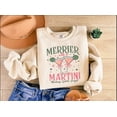 thumbnail image 1 of Merrier With A Martini Sweatshirt, Funny Christmas Cocktail Tee, Holiday Drinking Shirt, Festive Martini, Xmas Party,Xmas Long Sleeve Gift ,Sand Color,Size 2XL, 1 of 5