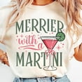 thumbnail image 1 of Merrier with a Martini Retro Christmas Shirt, Funny Holiday Cocktail Shirt, Vintage Xmas Party Tee, Holiday Vibes Shirt, Christmas Shirt, 1 of 5