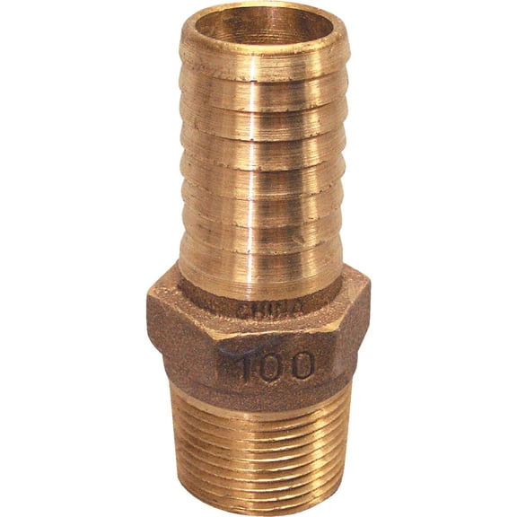 Merrill Brass Hose Barb Adapter - 1-1/4 In. MIP x 1-1/4 In. Insert - Gold