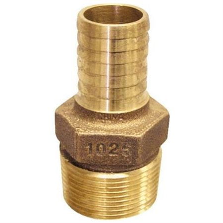 Merrill Hose Barb Reducing Adapter - Heavy Duty Brass - 1 In. MIP x 1-1/4 In. Insert