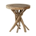 thumbnail image 1 of East at Main Merrill Brown Round Teakwood Accent Table, 1 of 3