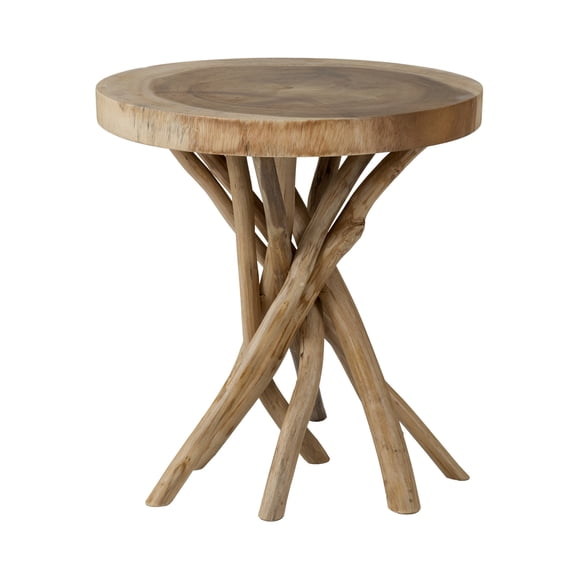 East at Main Merrill Brown Round Teakwood Accent Table