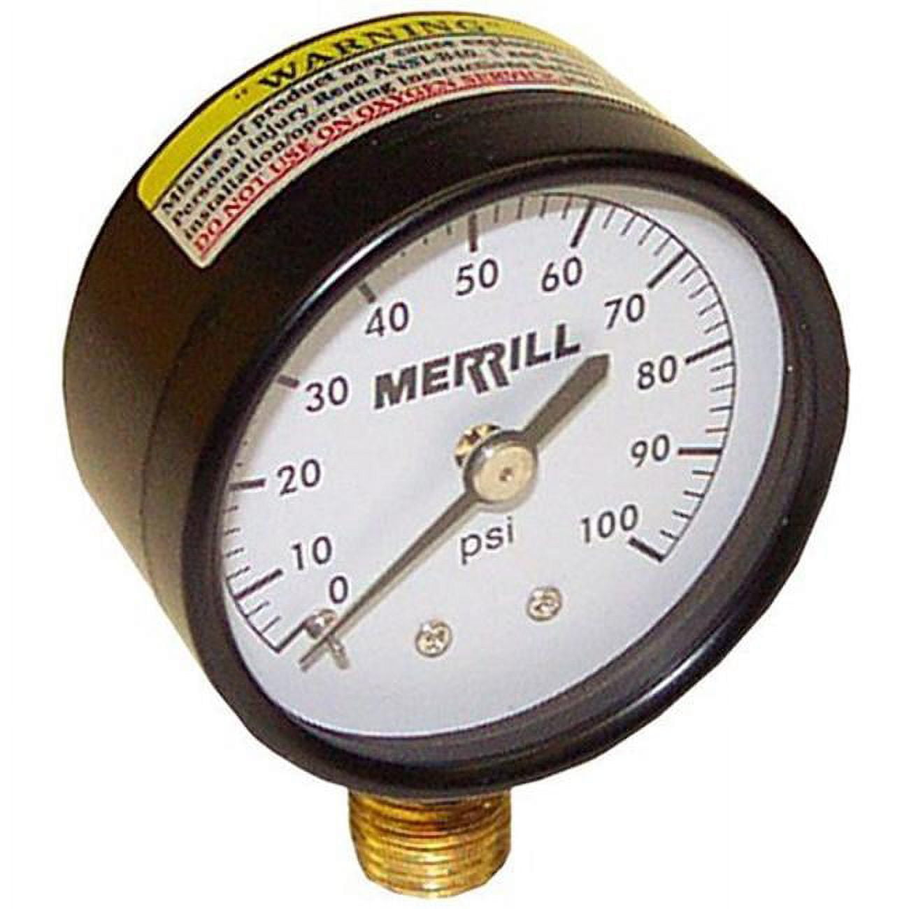 Merrill Manufacturing 404965261 PGNL100 2 in. 100 lbs No-Lead Pressure Gauge