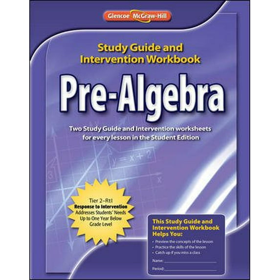 Merrill Pre-Algebra: Pre-Algebra, Study Guide & Intervention Workbook (Paperback)
