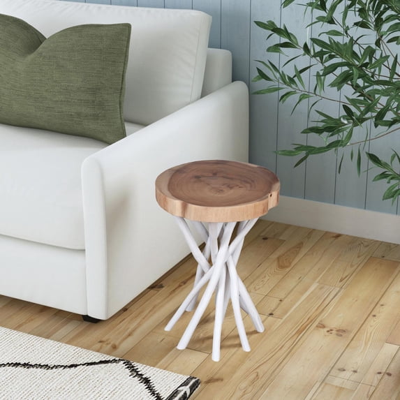 East at Main Tall Sustainable Teak Wood Accent Table, 14" x 20"