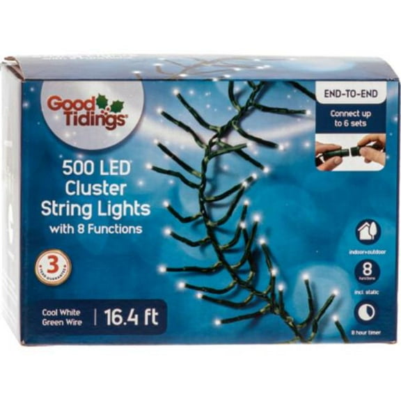 Merrily  LED Compact Twinkle 8-Function String Lights, Cool White