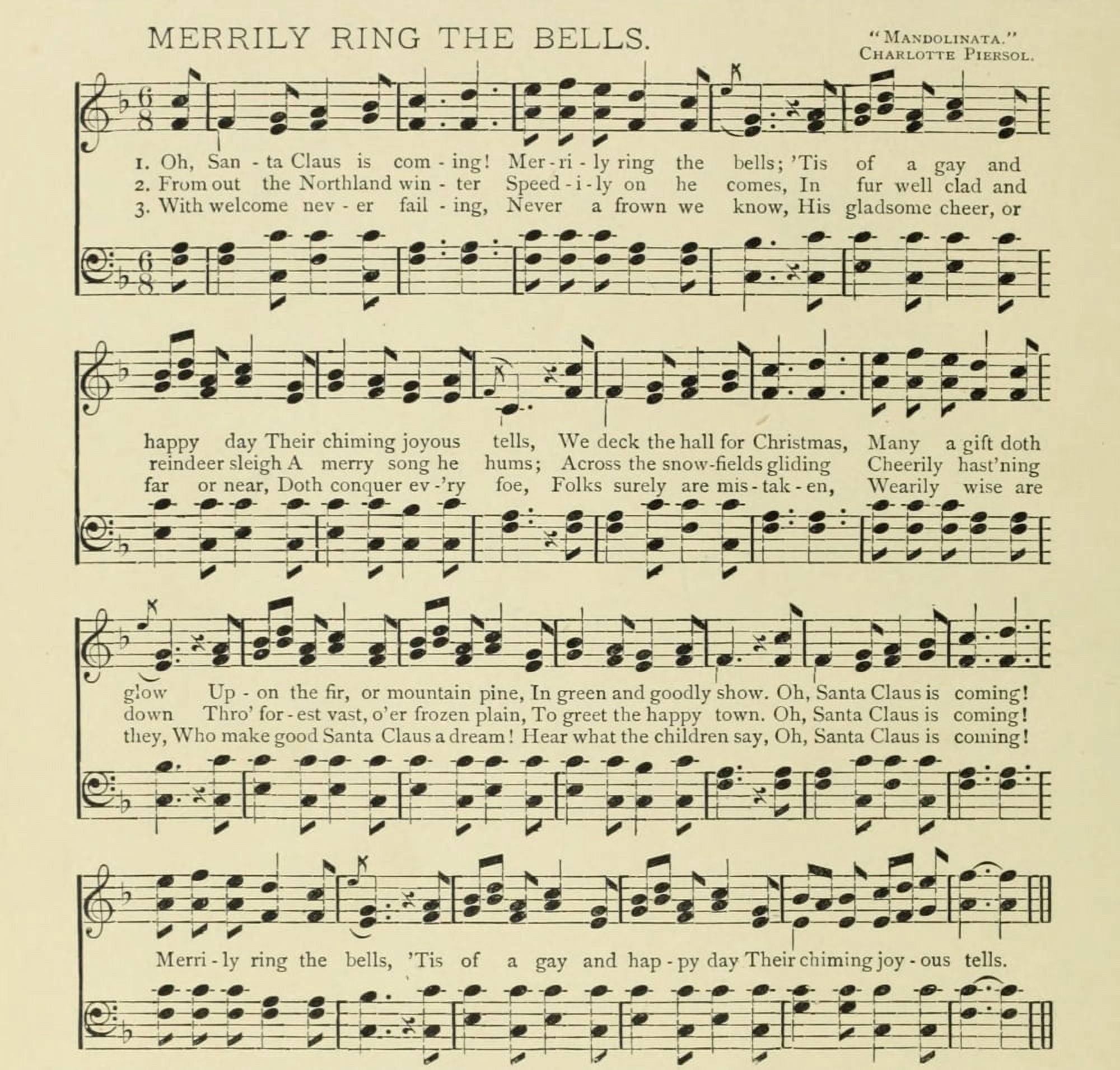 Merrily Ring the Bells Christmas in Song & Story 1891 Canvas Art - (18 x 24)