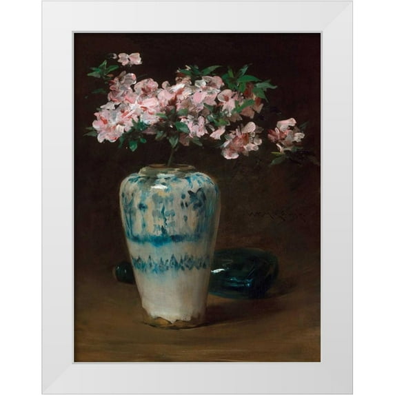Merritt Chase, William 15x18 White Modern Wood Framed Museum Art Print Titled - Pink Azalea – Chinese Vase