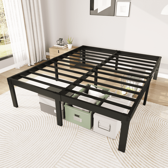 Merrland 14" Full Size Metal Platform Bed Frame with Under-bed Storage, Heavy-duty, No Box Spring Needed, Easy Assembly, Black
