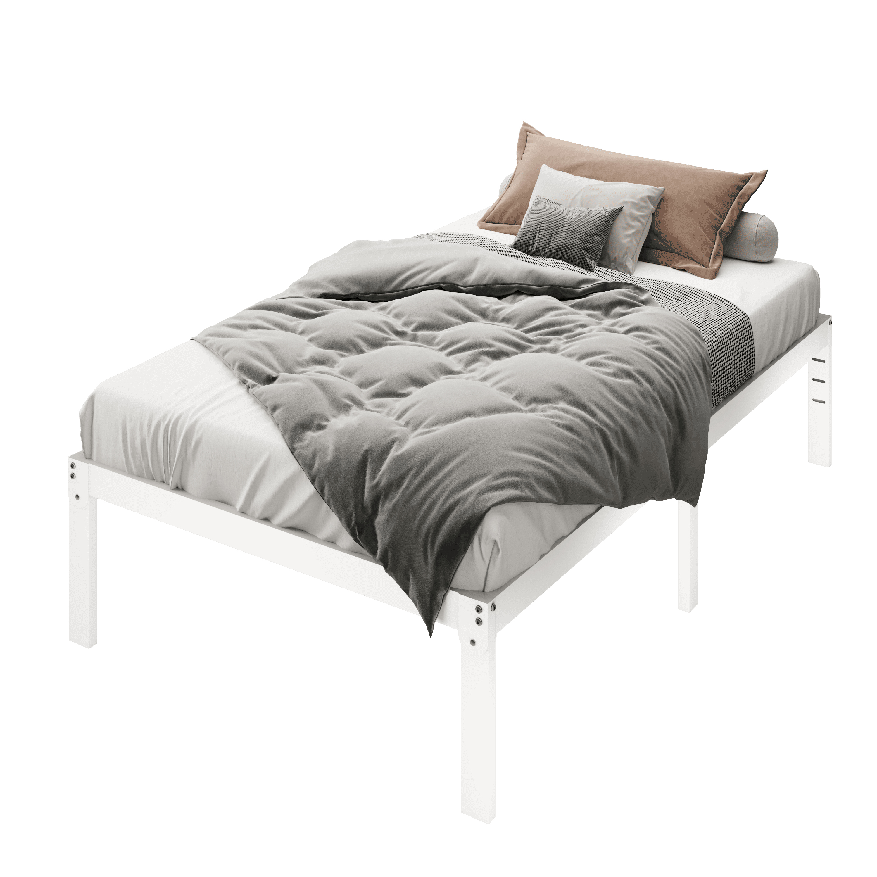 Merrland 14 Inch Twin Size Bed Frame, Heavy Duty Metal Platform with Storage, Steel Slat Support, Easy Assembly, White