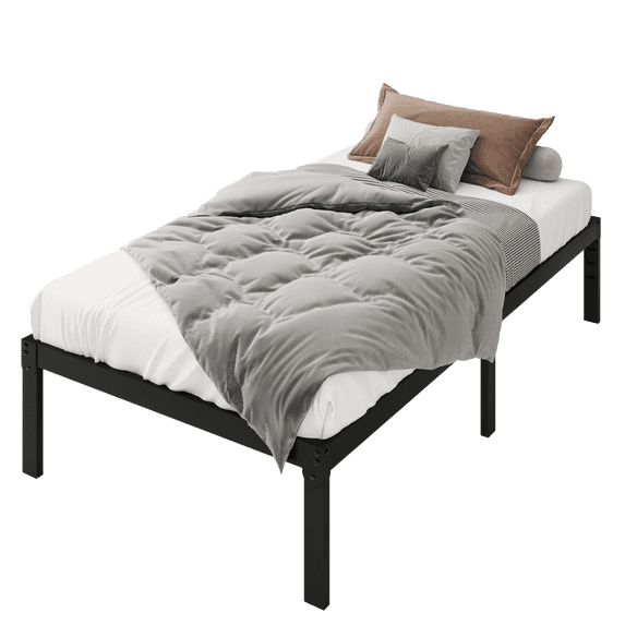 Merrland 14 Inch Twin XL Size Bed Frame, Heavy Duty Metal Platform with Storage, Steel Slat Support, Easy Assembly, Black