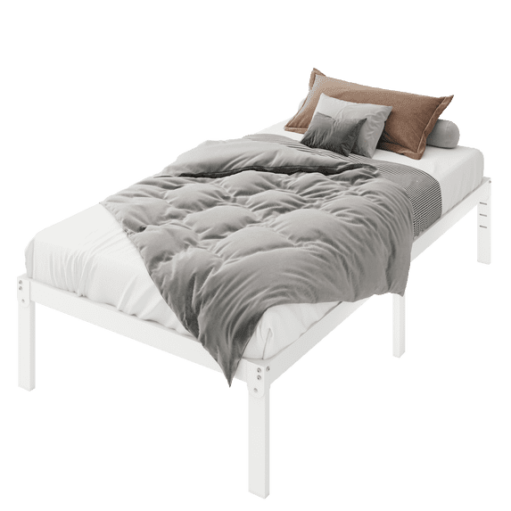 Merrland 14 Inch Twin XL Size Bed Frame, Heavy Duty Metal Platform with Storage, Steel Slat Support, Easy Assembly, White