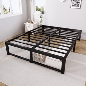 Merrland 14" Queen Bed Frame, Metal Platform Bed with Under-Bed Storage Space, No Box Spring Needed, Easy Assembly, Black