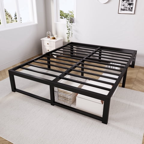 Merrland 14" Queen Bed Frame, Metal Platform Bed with Under-Bed Storage Space, 3500 lbs Weight Capacity, Easy Assembly, Black
