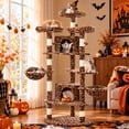 thumbnail image 1 of Merrland 73" Large Cat Tree Tower for Indoor Cats, Fan-Shaped Base Multi-Level Cat Condo with Top Perches, Cat Baskets & Sisal Scratching Posts, Leopard Print, 1 of 6