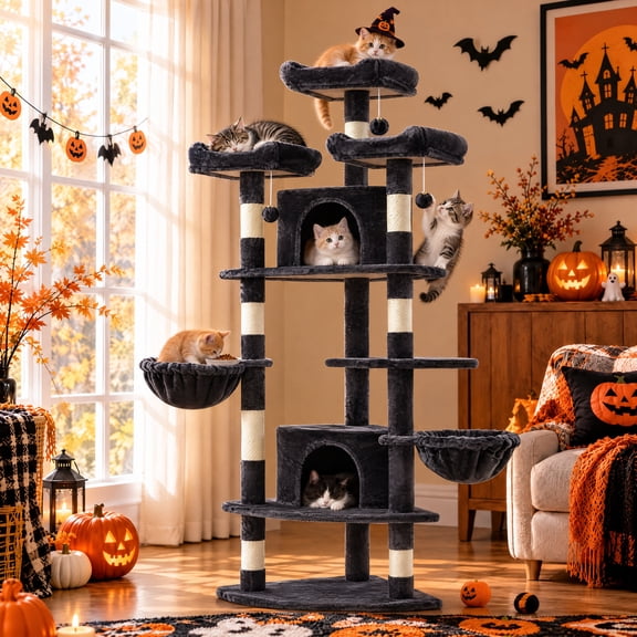 imerelez 40 inch Flower Cat Tree with Removable Washable Perch , Cute ...