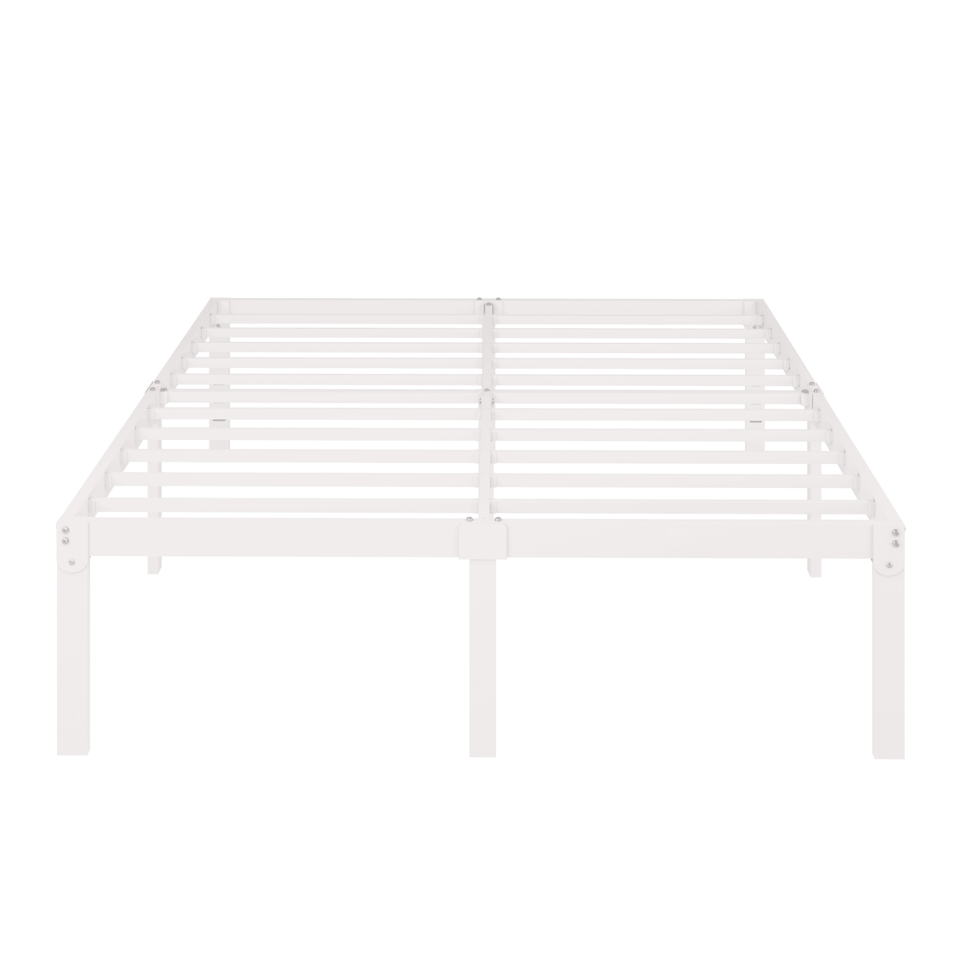 Merrland King Size Metal Bed Frame, 18" Platform Bed with Large Under-Bed Storage Space, Noise-Free, Easy Assembly, White